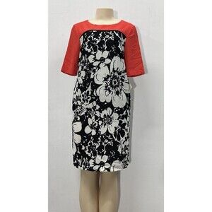 Taylor women  3/4 sleeve red dresses size 6 multicolor with floral pattern